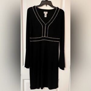 Ann Taylor Loft Black dress with beige trim.